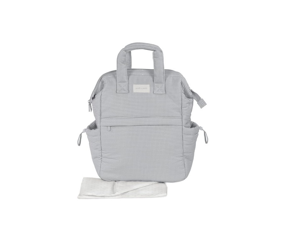 Mochila Little Bloom Vichy gris Pasito a pasito Mochila Little Bloom Vichy gris Pasito a pasito